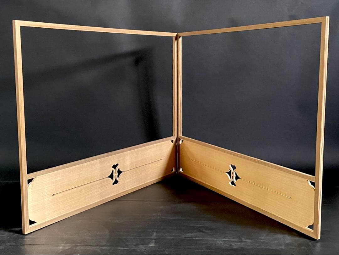 【美品 高級品質】「母」 杉 檜 腰風炉先 風炉先屏風 共布 タトウ（128②）