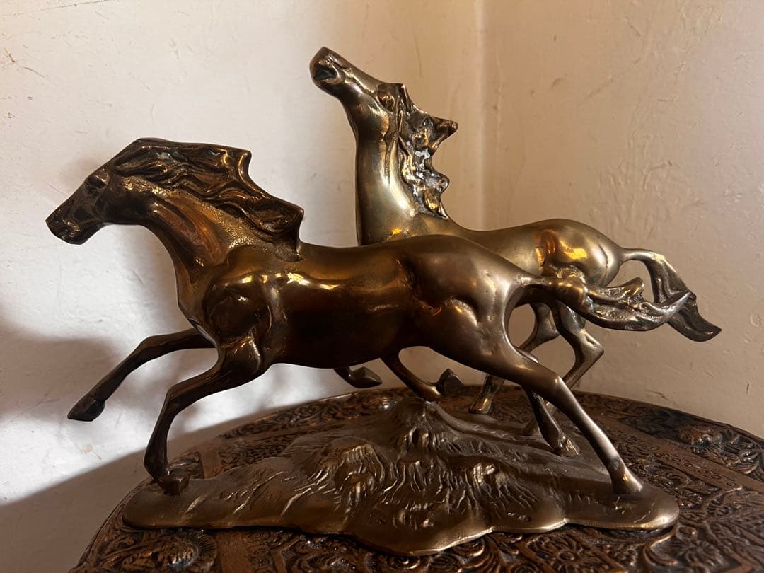 ビンテージ　真鍮製　馬二頭