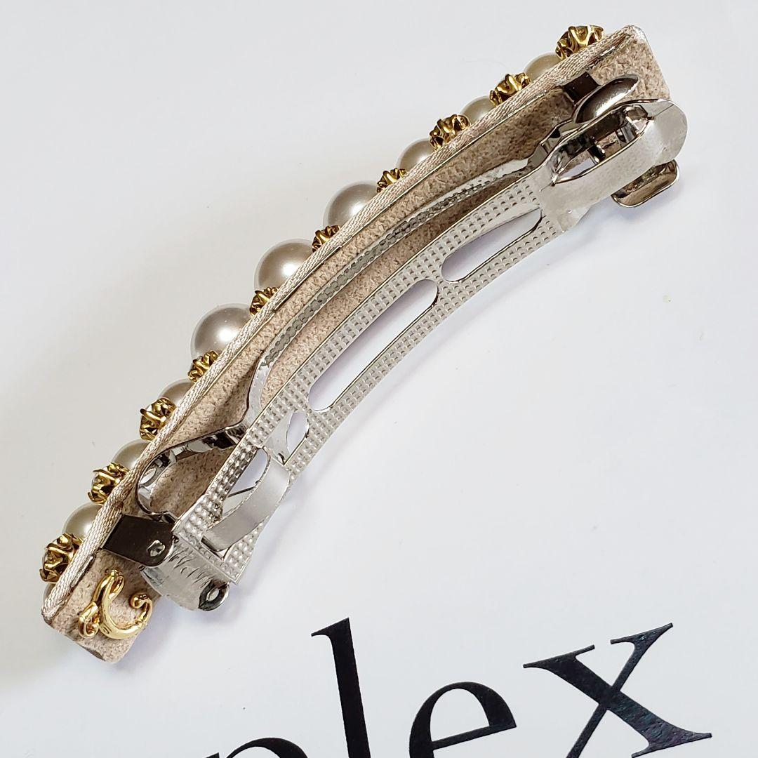 新品　コンプレックスビズ　パール　スワロフスキー　ベージュ　バレッタ　セレモニー