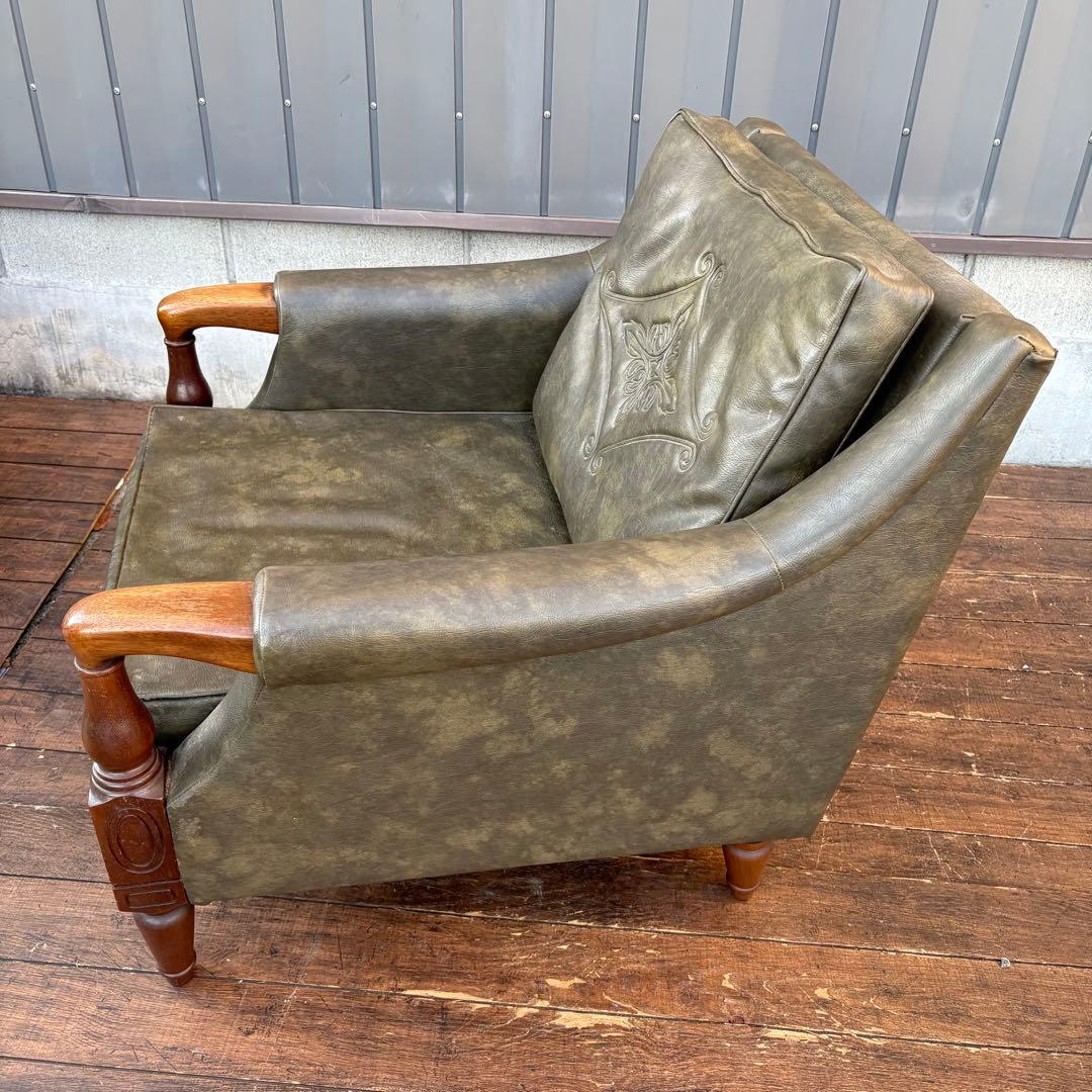 ① 昭和レトロ ヴィンテージ マルニ木工 一人掛けソファ アームチェア ラウンジ