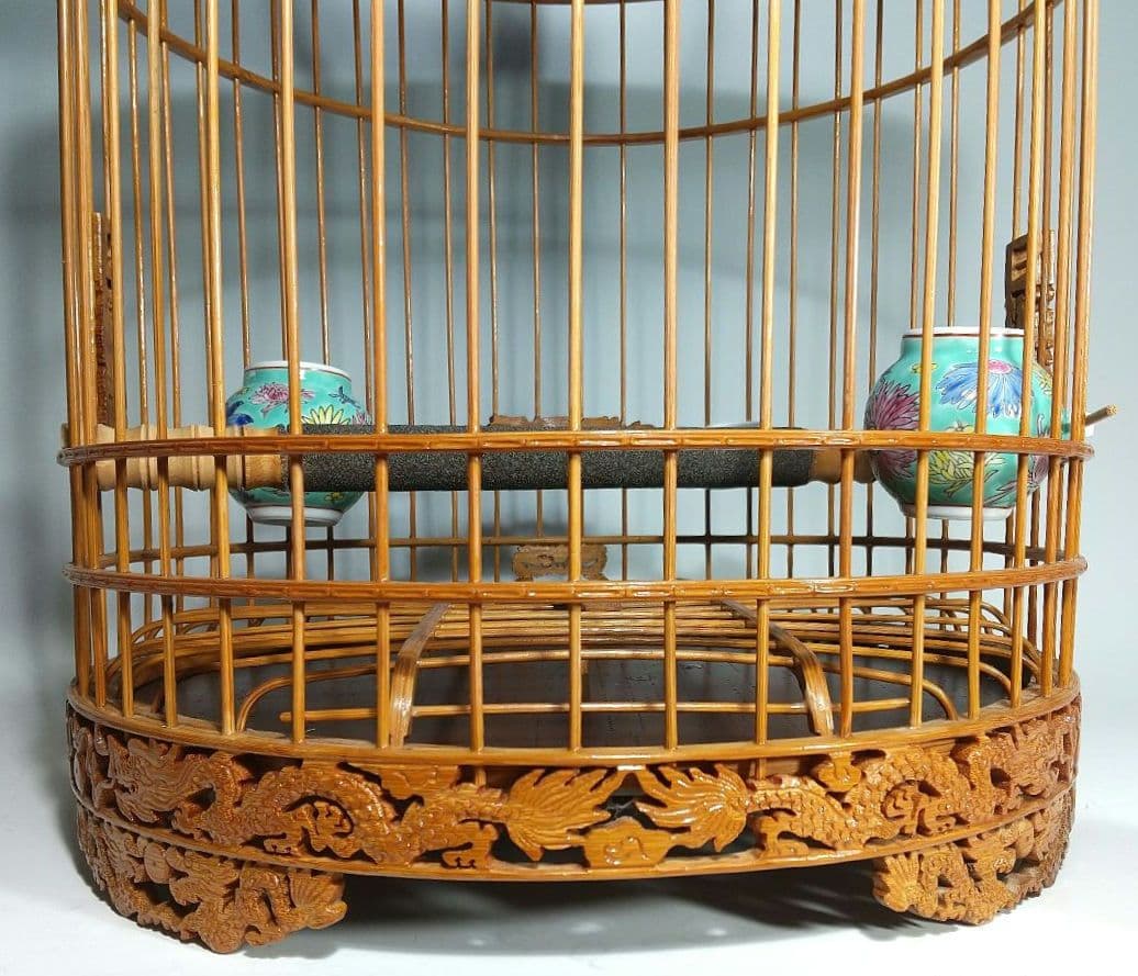 竹製 鳥籠 龍(ドラゴン)の透かし彫 38頭