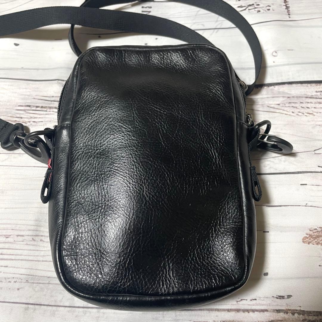 【本革】Supreme ノースフェイス　レザー　ショルダーバッグ　ポーチ　黒