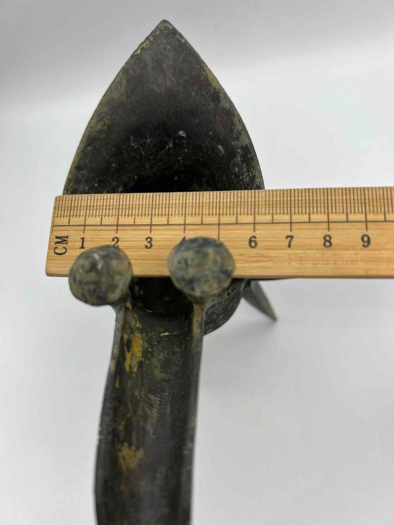 中国古美術　戦国から漢時代　青銅　ブロンズ　三足爵盃　酒具　極最工(C-72)