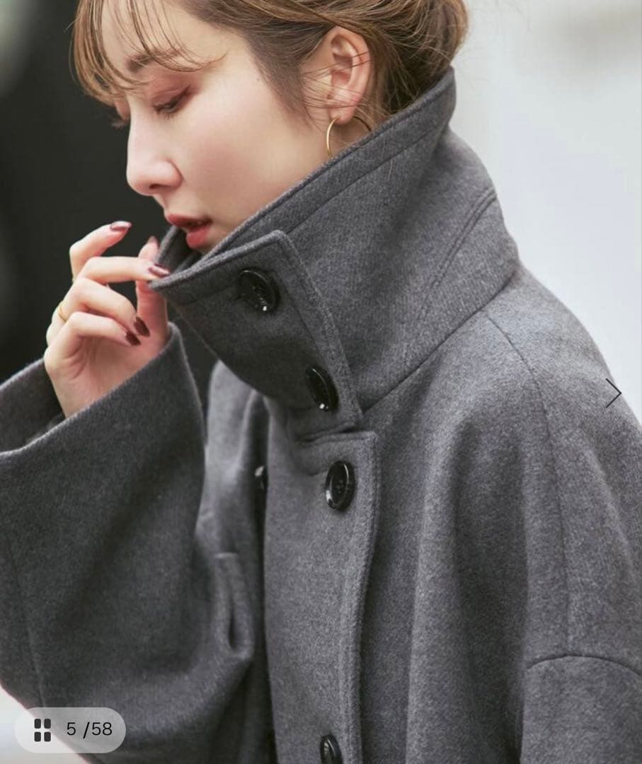 完売品◼️NOBLE スタンドカラーオーバーコート グレー