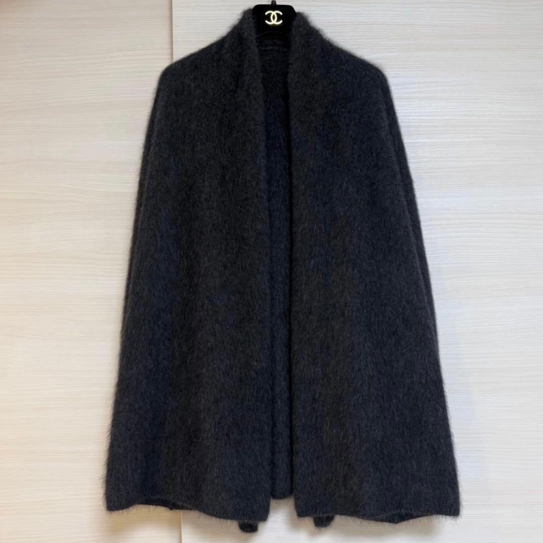 美品 NOBLE ノーブル ファーニットパフカーディガン チャコールグレー