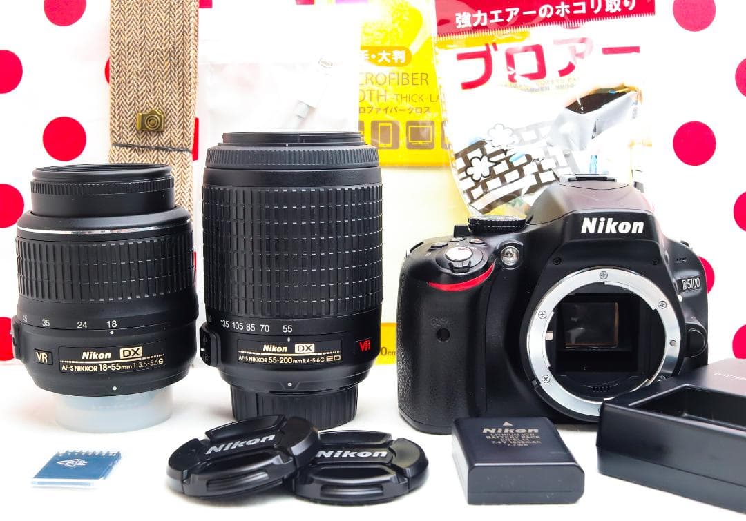 Nikon D5100❤スマホに転送できる！❤自撮り＆動画撮影可❤ダブルレンズ