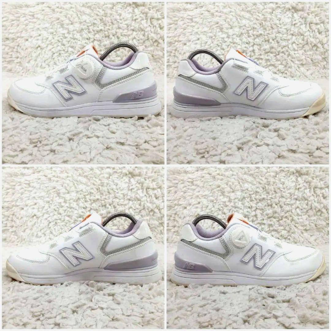美品 23.5㎝◎new balance 574 スパイクレスゴルフシューズ 白