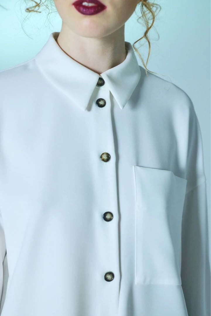 ENFOLDエンフォルドDRAPE-HEM SHIRTドレープヘムシャツ白シャツ