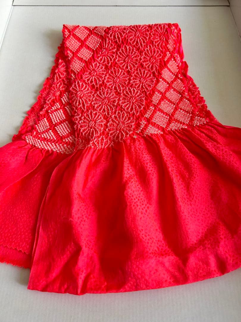 七五三　７歳　着物帯セット　朱色系　レトロ