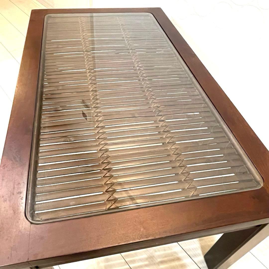 座卓 ガラストップ ローテーブル 竹編み 和モダン バンブー 古民家風 レトロ