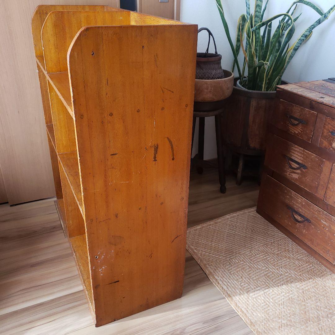 希少　ラワン材　木製オープンシェルフ　古家具　古道具　本棚　ヴィンテージ