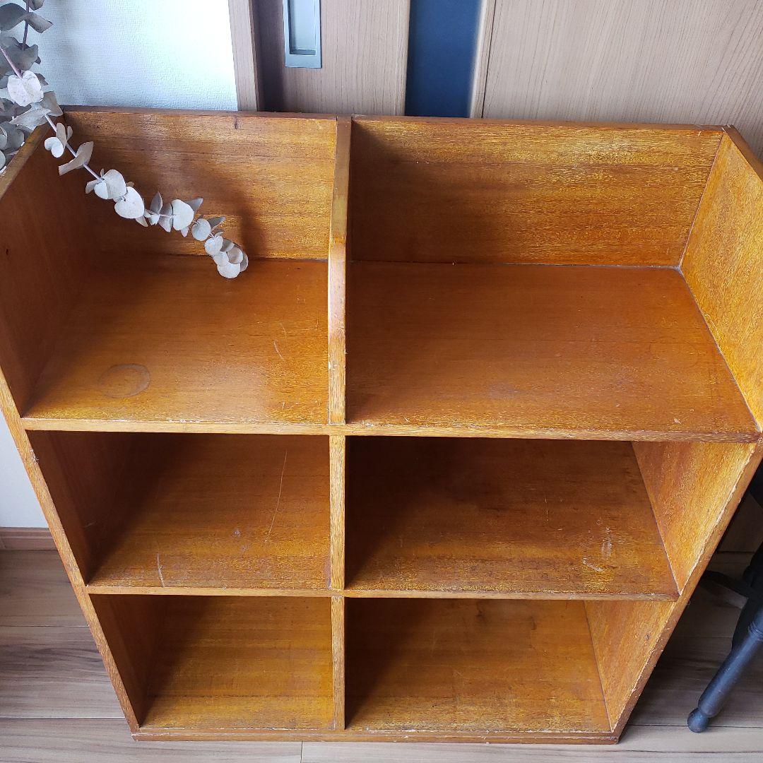 希少　ラワン材　木製オープンシェルフ　古家具　古道具　本棚　ヴィンテージ