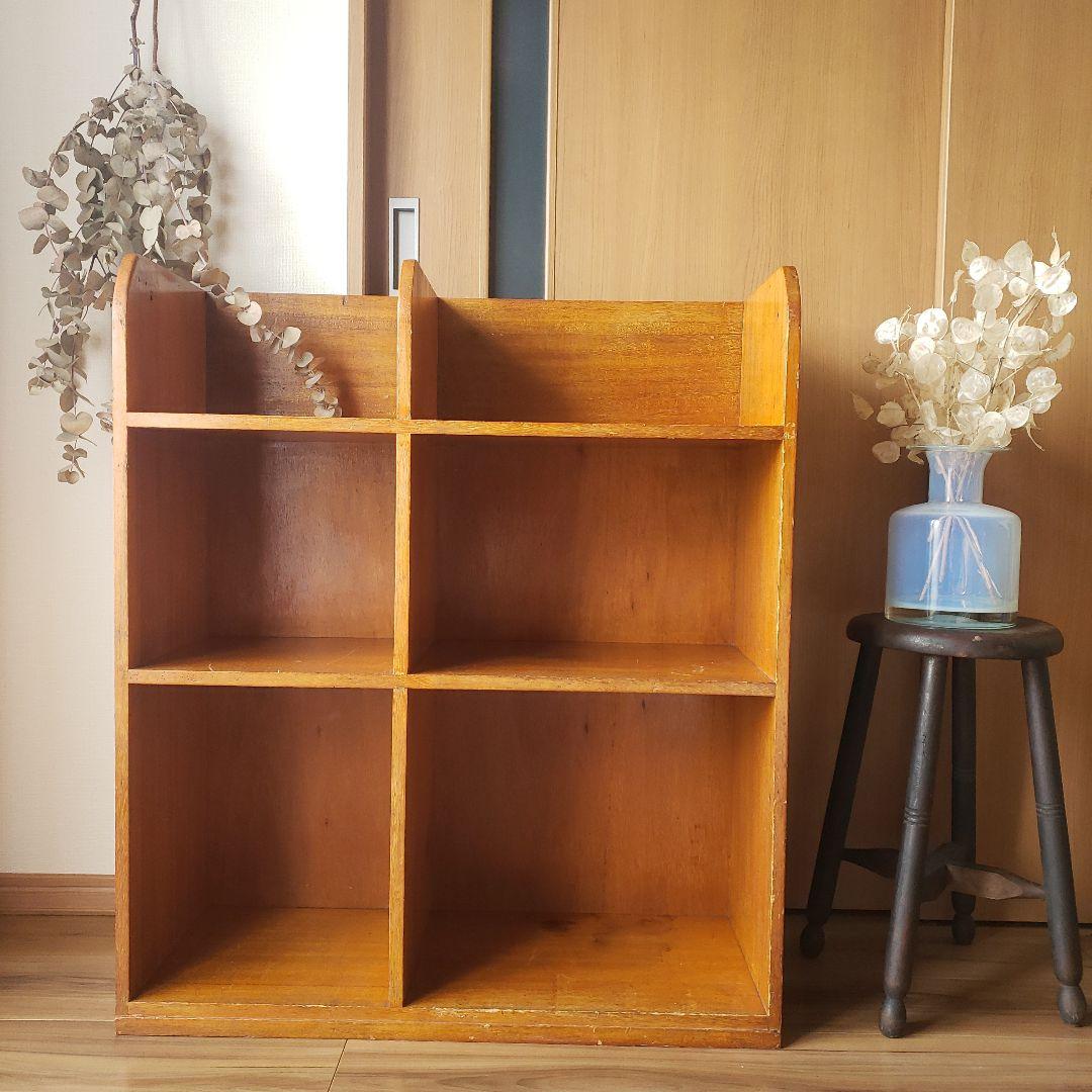 希少　ラワン材　木製オープンシェルフ　古家具　古道具　本棚　ヴィンテージ