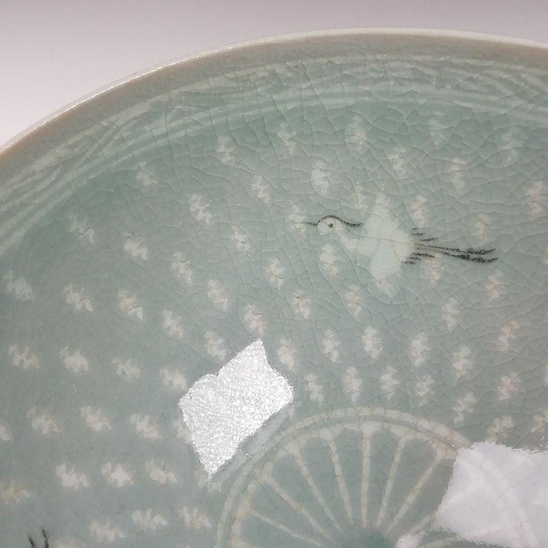 Ｔ９４５　茶碗　『高麗青磁』『又玄　李竒休 作』　共箱　抹茶碗　茶道具