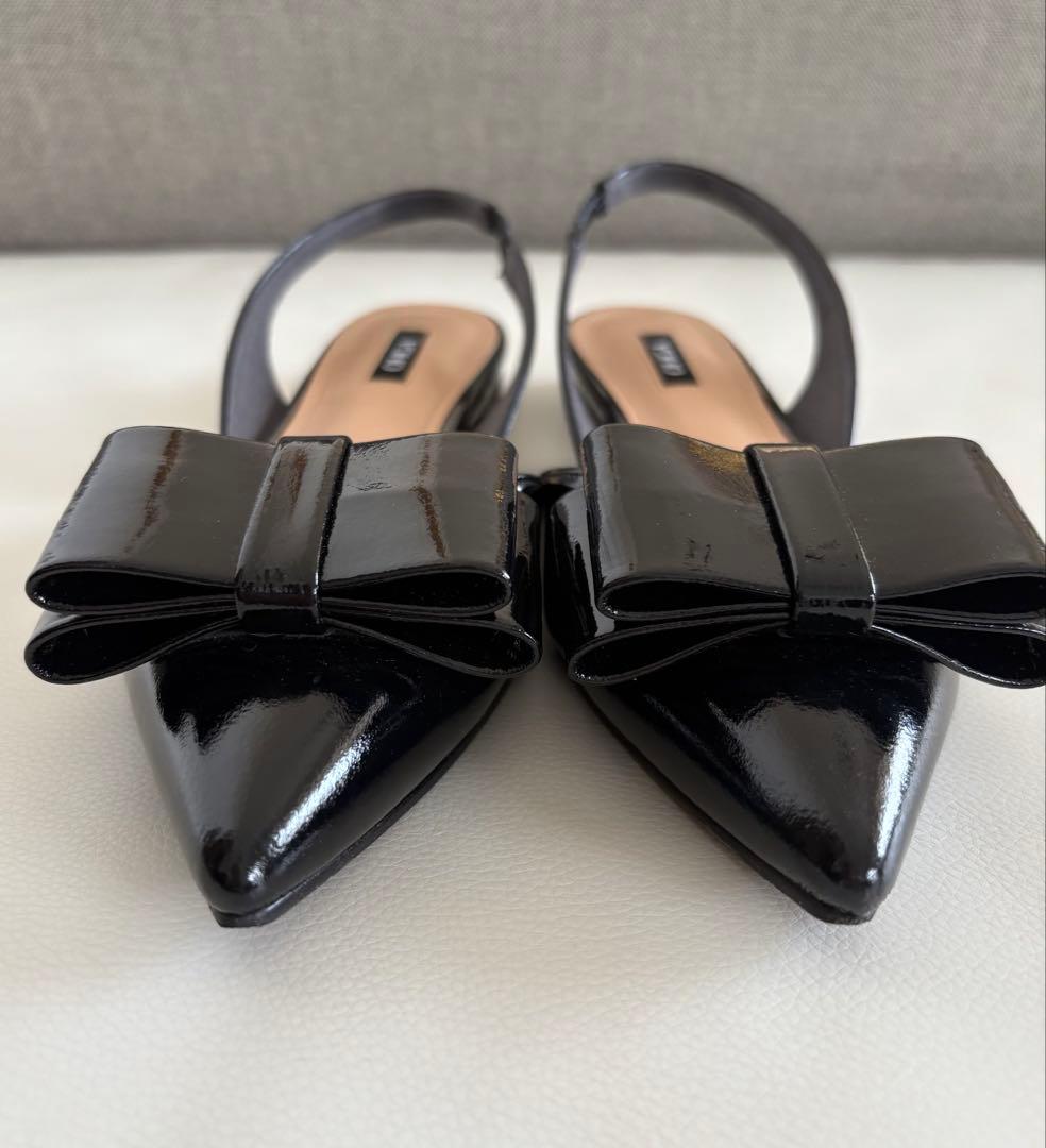 OHGA オーガ ビッグリボンパンプス ブラック 24cm