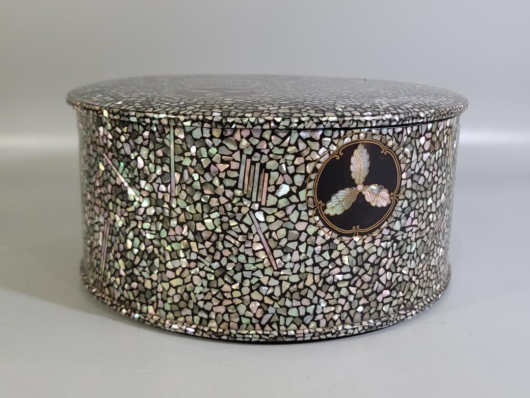 古美術 螺鈿 蓋物 茶櫃 DT348