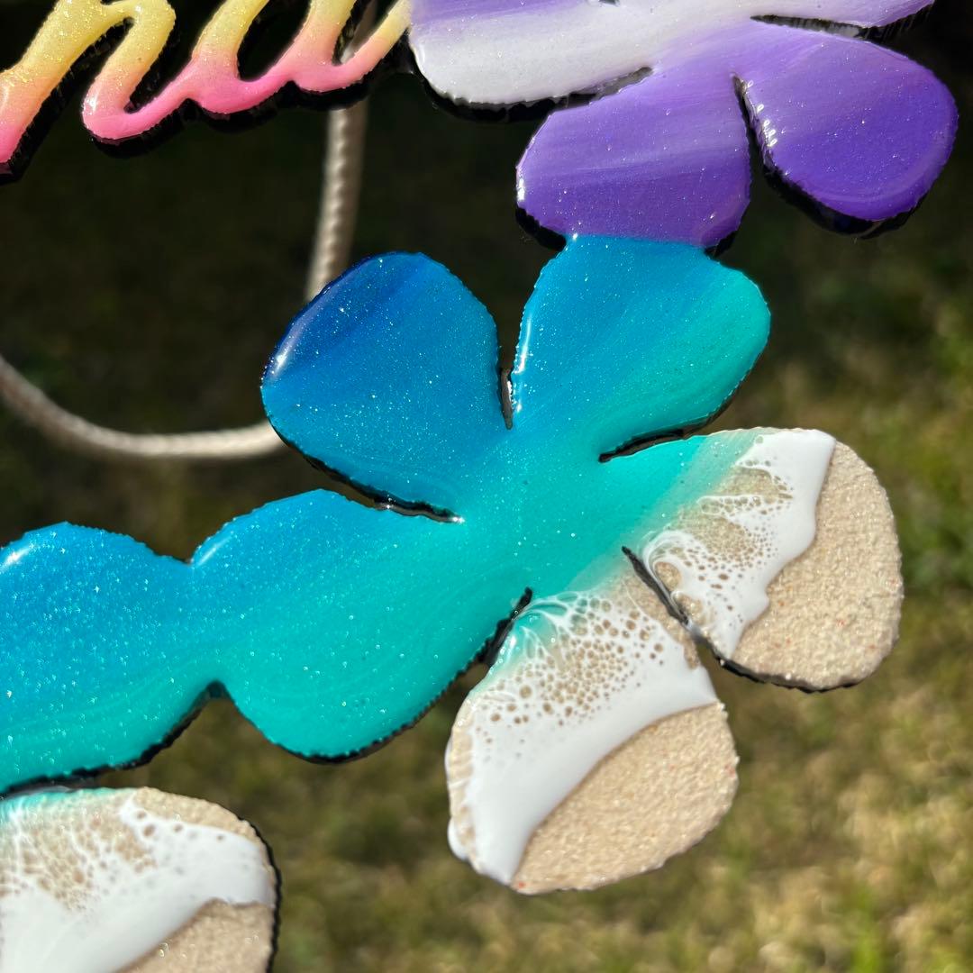 レジン　オーシャンアート　プルメリアリース　海　29cm　No.1010