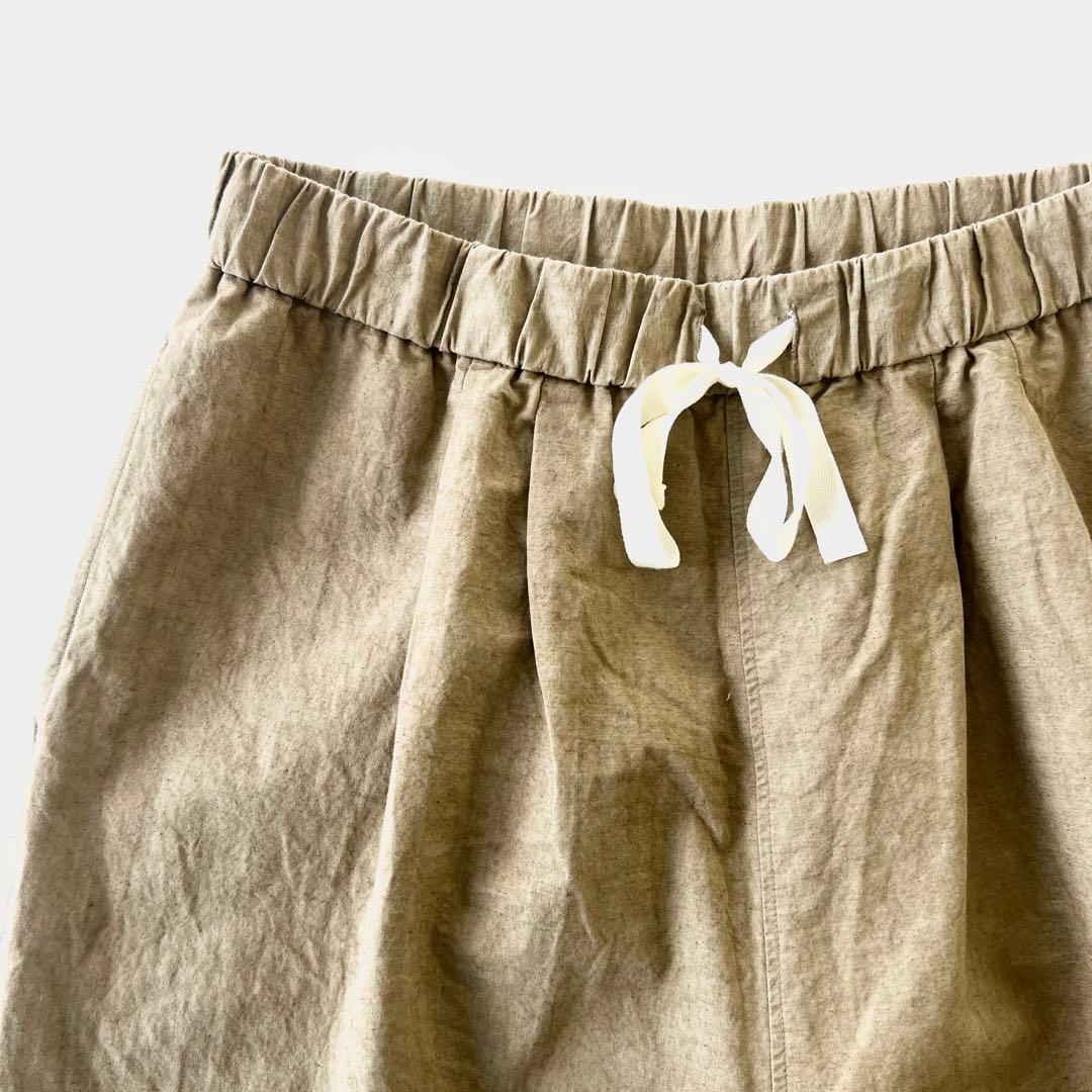 ガーゼ リネン ガウチョ フレア パンツ 無地