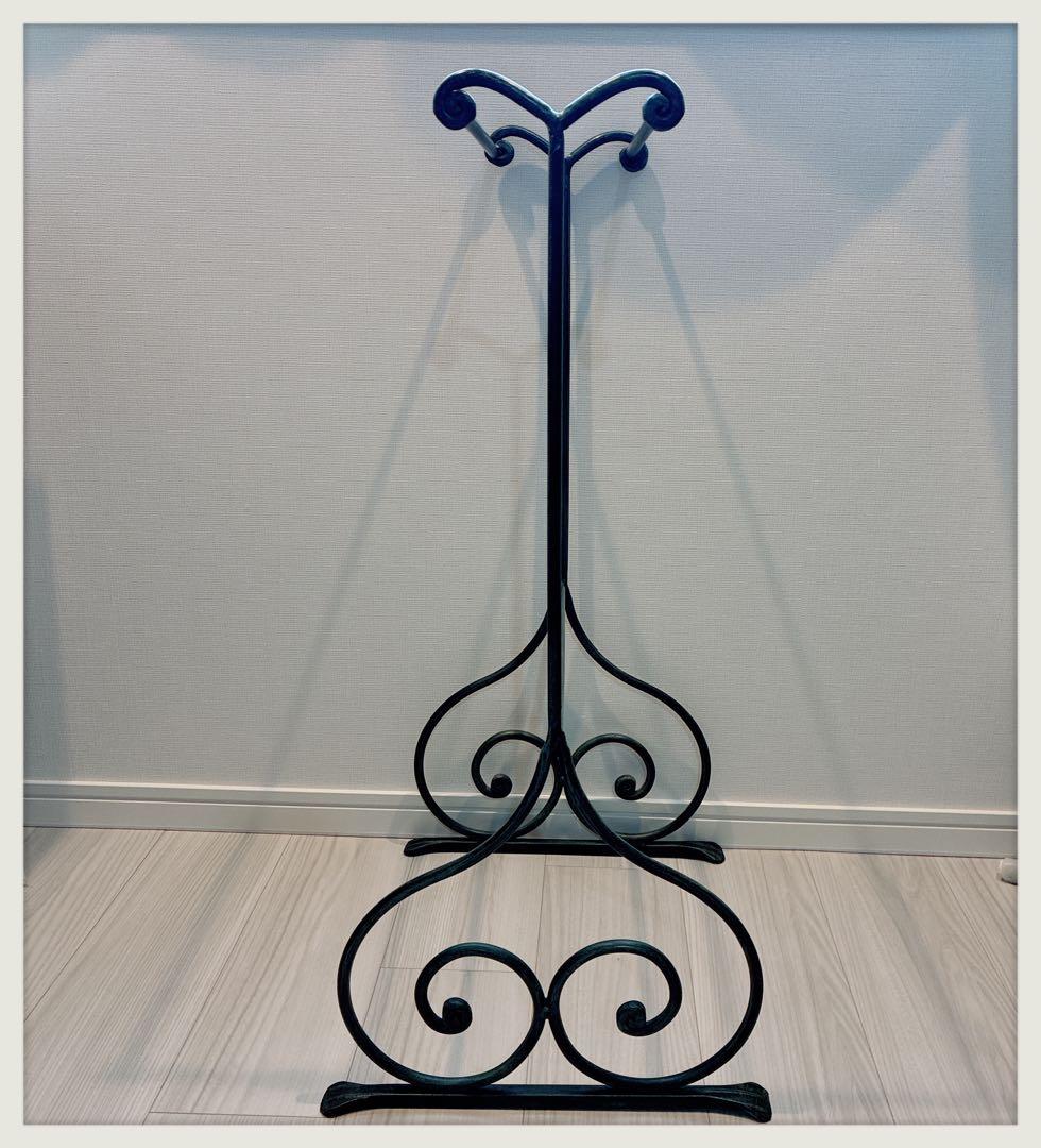 アイアンラック　イタリアヴィンテージ　リネンホルダー　濃いグリーン