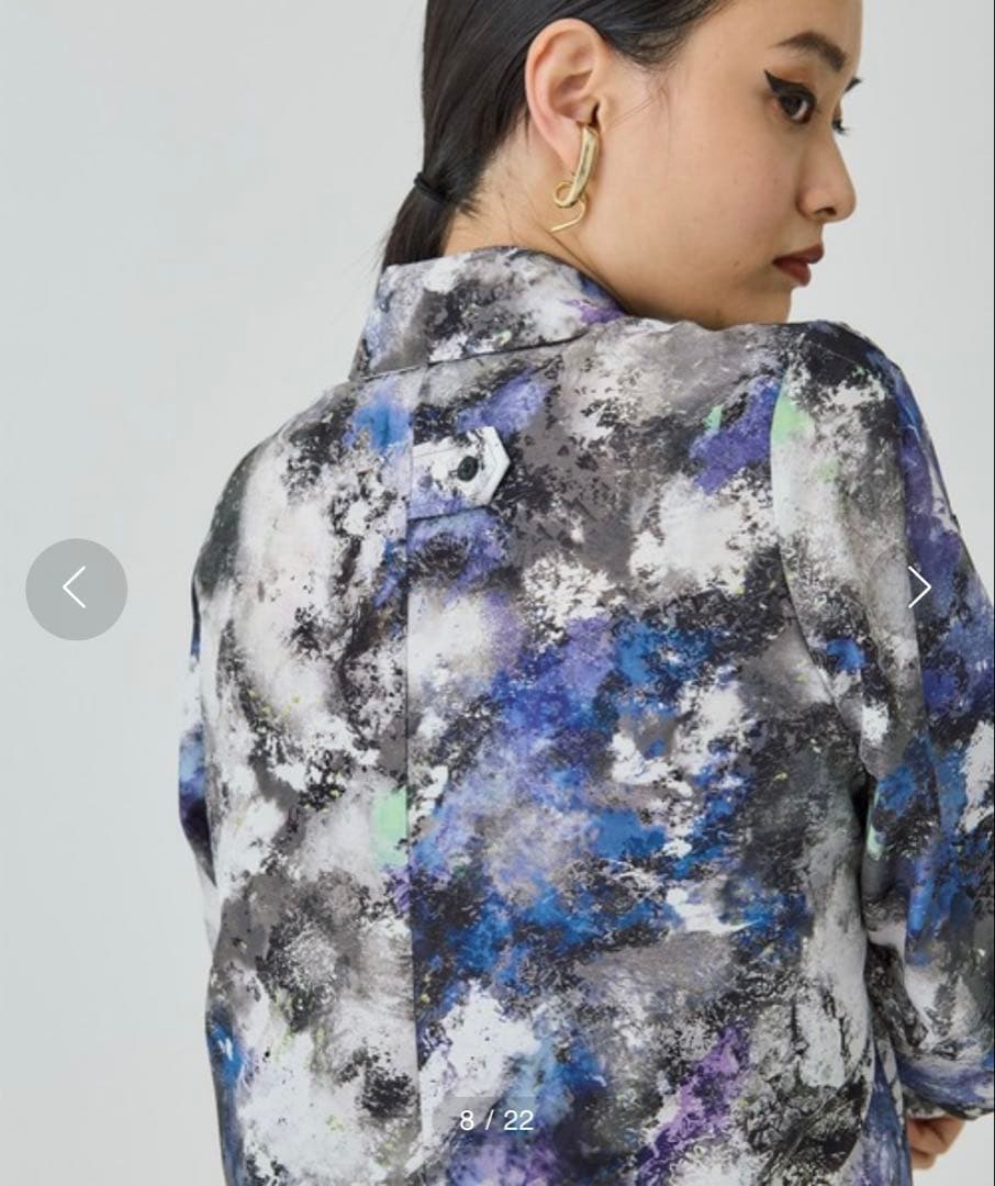 UNITED TOKYO プラケットスリーブプリントブラウス