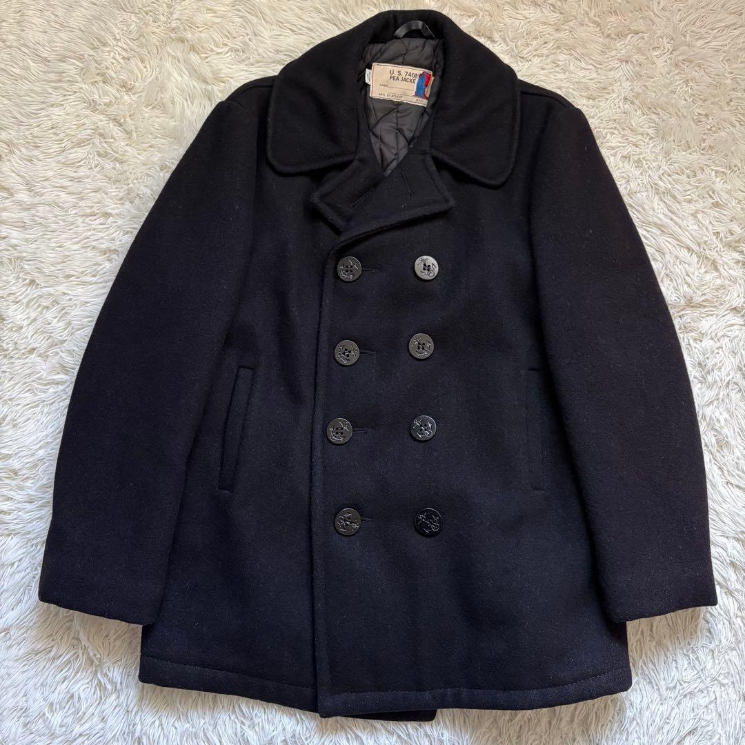 42サイズ　schott ピーコート　740 キルティング　USA製　ブラック