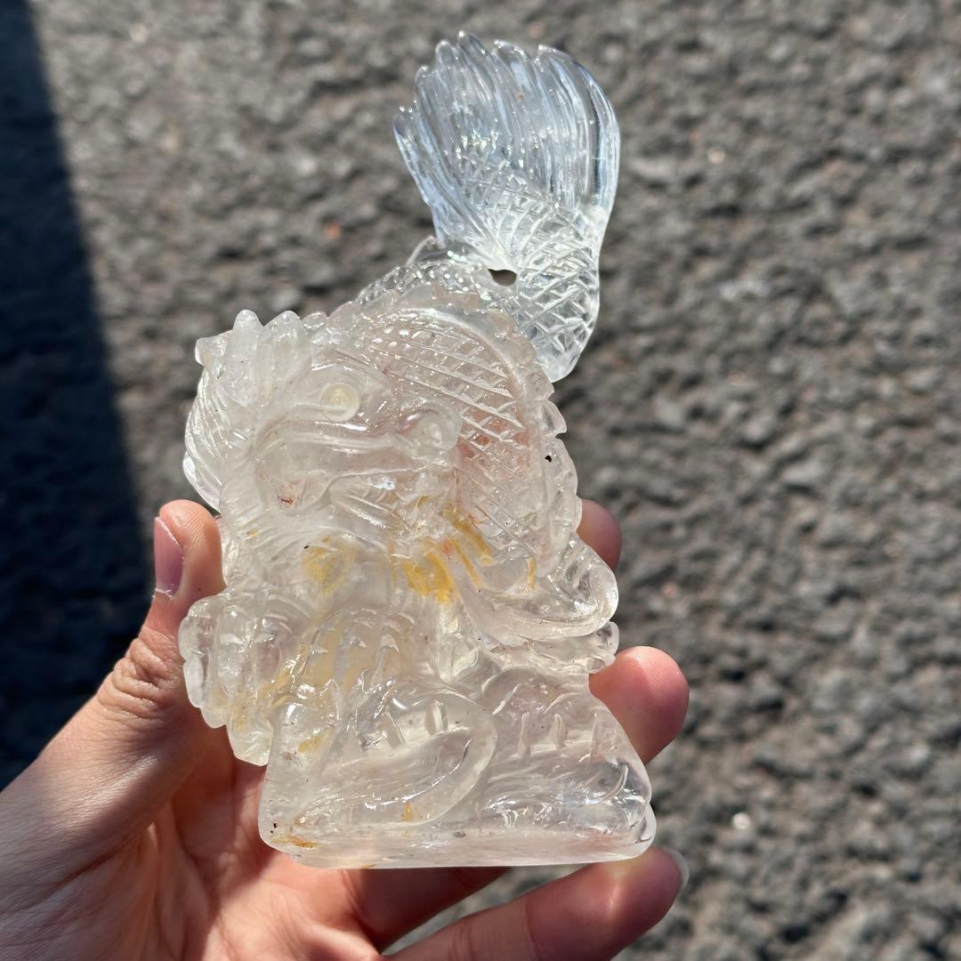 天然石水晶の龍　置物　ご購入前に在庫確認必要G.277