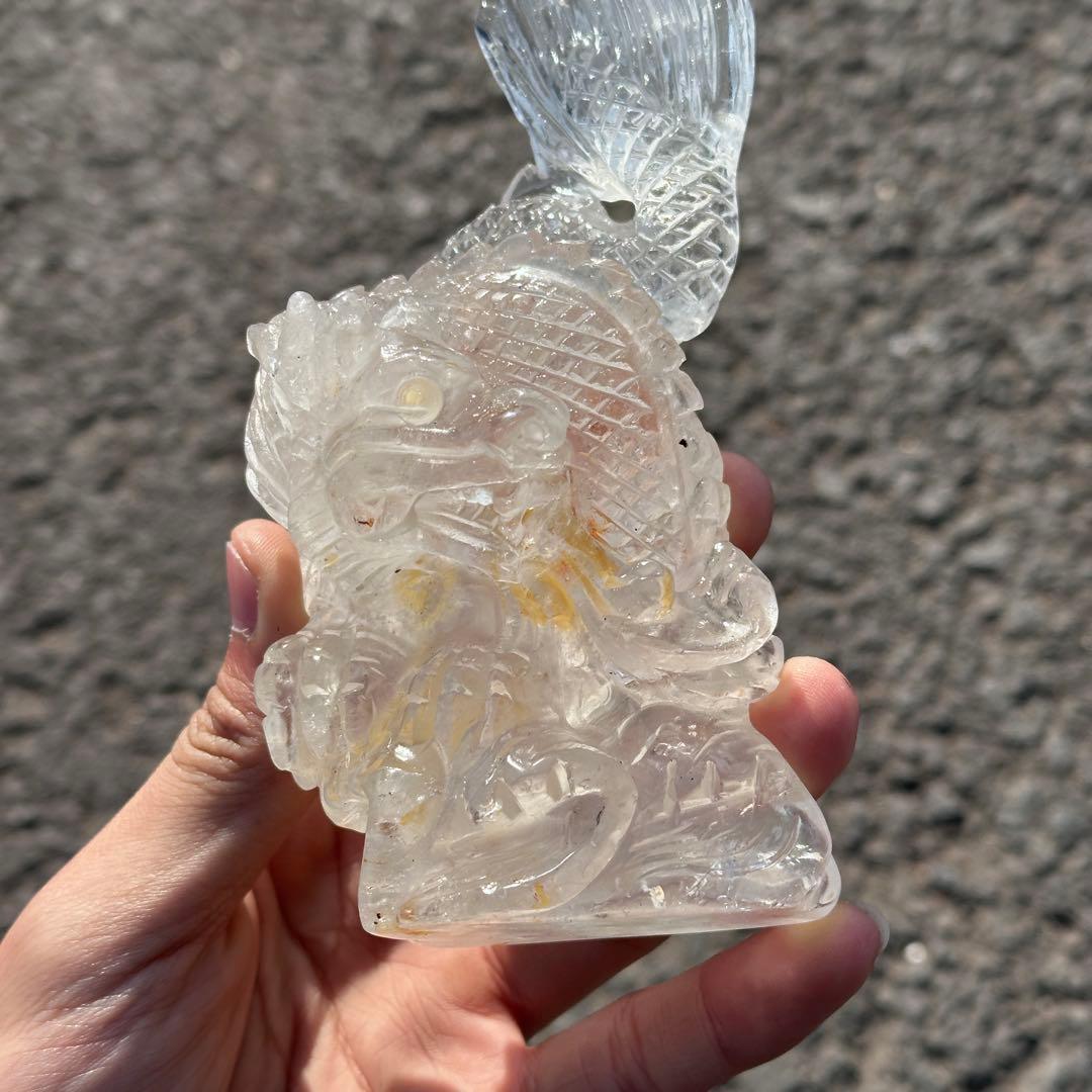 天然石水晶の龍　置物　ご購入前に在庫確認必要G.277