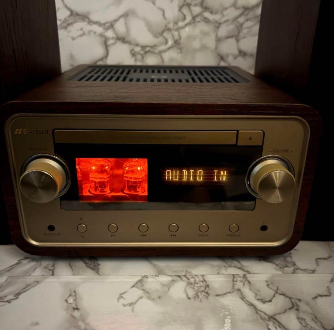 美品　SMC-300BT 真空管ハイブリッドアンプ搭載 ステレオ　木目　ブラウン