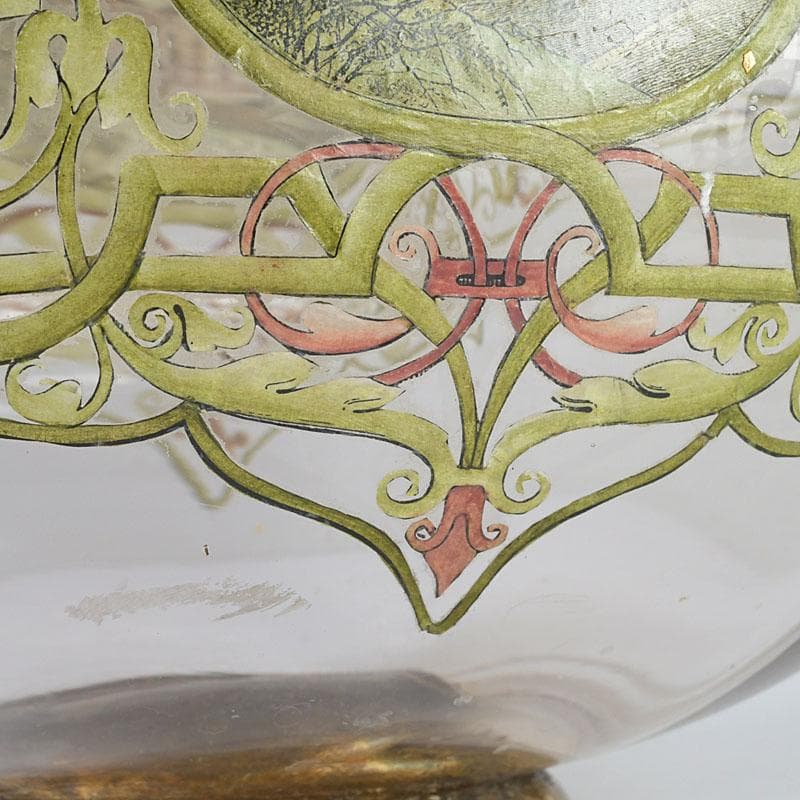 アンティーク　ガラス工芸　風景図　花瓶　C　9410