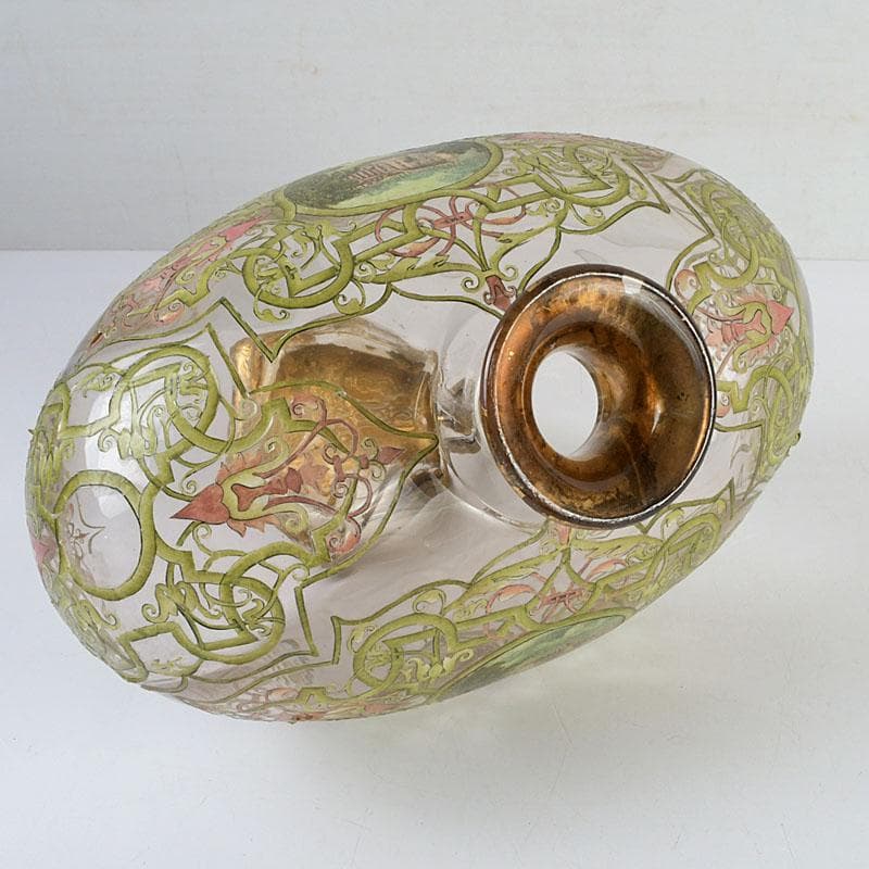 アンティーク　ガラス工芸　風景図　花瓶　C　9410