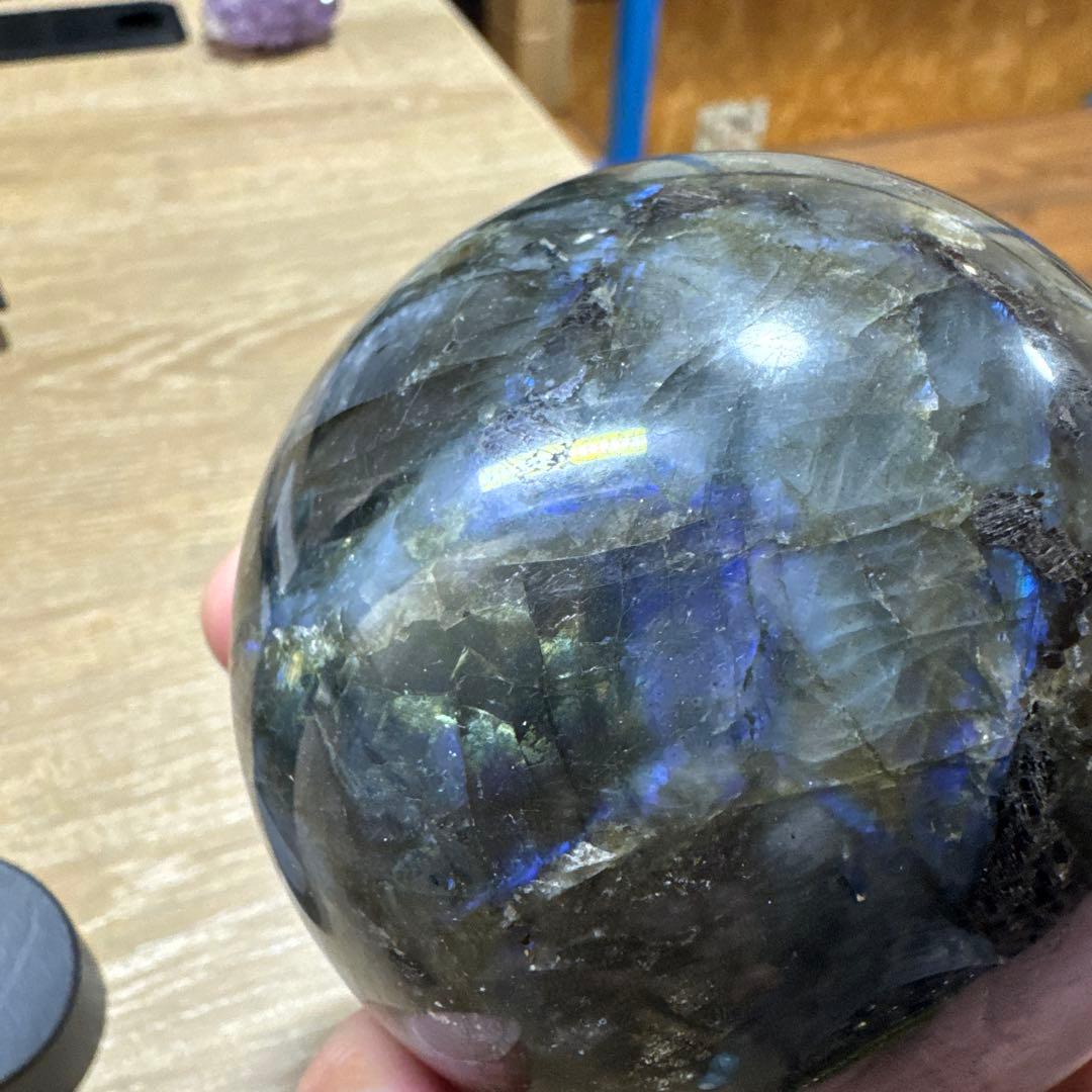 美シラー　ラブラドライトスフィア　丸玉　約8.2cm