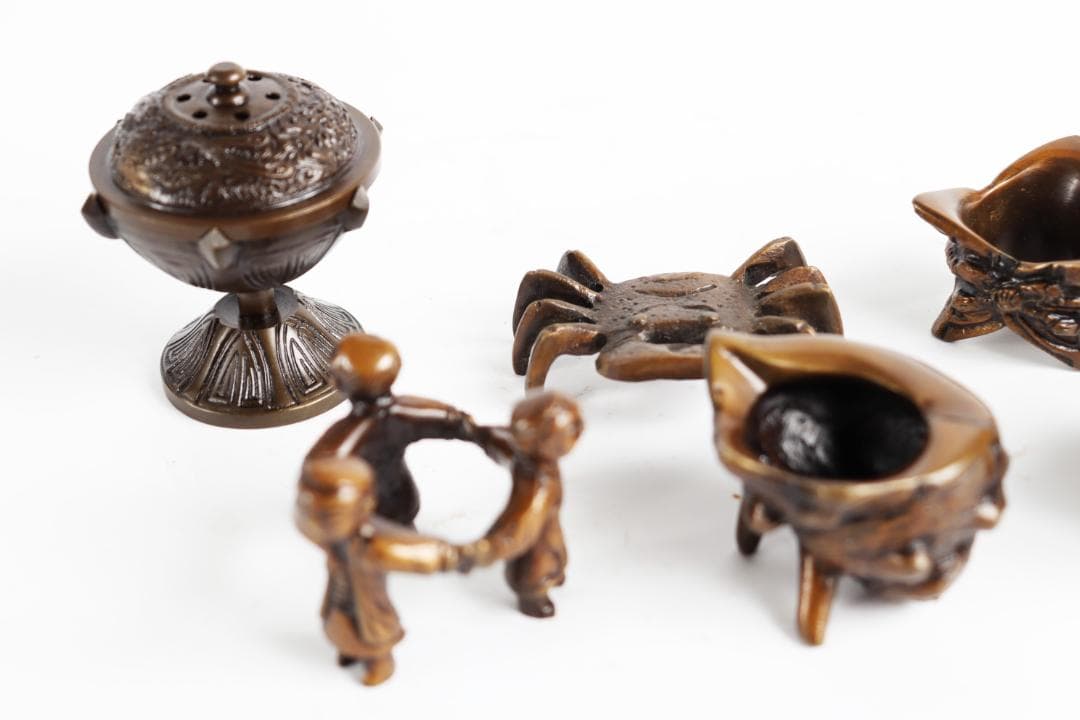 大野芳光 七種 蓋置 共箱 金属工芸工芸品唐銅