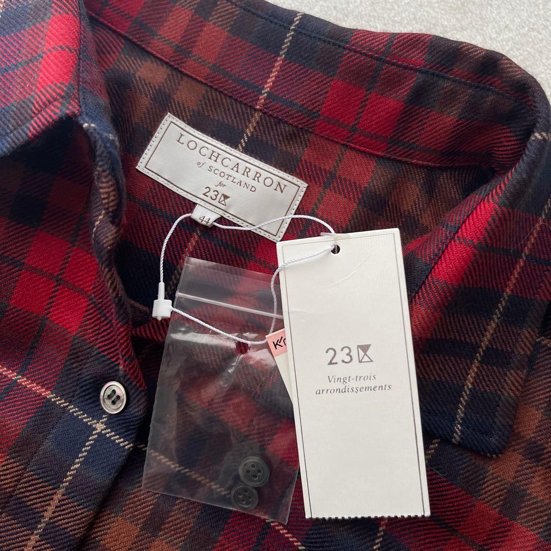 タグ付き 23区 ロキャロン チェック柄 ウール シャツ 大きいサイズ 44