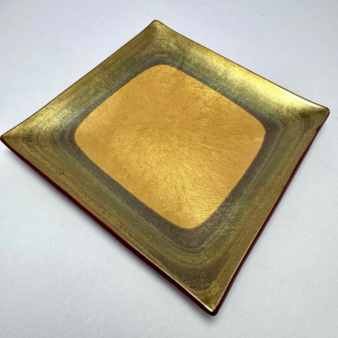 新品未使用 金沢箔工芸 金沢手打箔 洋金箔 角古代銘々皿 5枚セット 共箱説明書