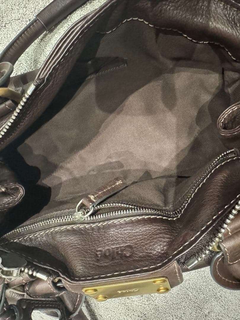 クロエ　パディントン　ブラウンレザー ハンドバッグ 金属ロック付き　南京錠付き