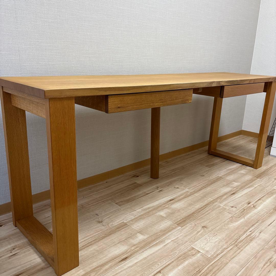 飛騨産業　HIDA 勉強机　引き出し2コ　　180cm×46cm 補助脚付き