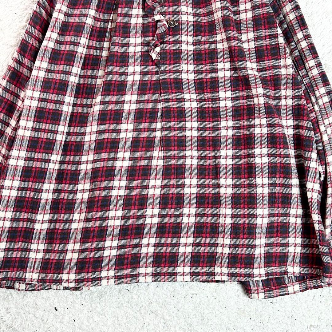 45R インドネル チェック柄 タックフリルブラウス　プルオーバ45rpm