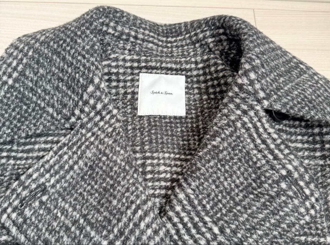 Spick and Span Wスライバーチェックハーフコート ブラック 34