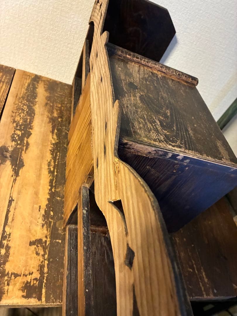 アンティーク　木製　本立て　飾り棚　本棚　古道具　引き出し　レトロ