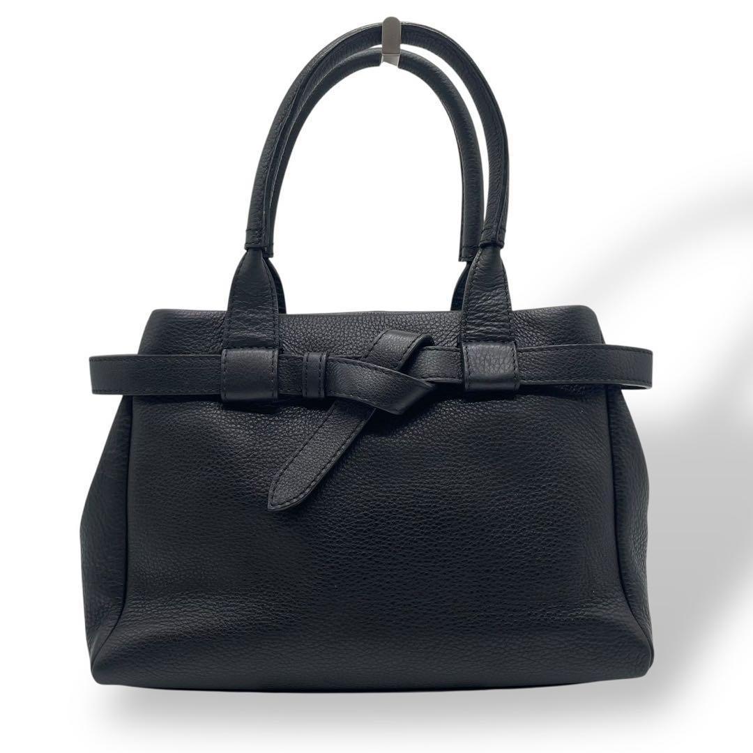 未使用級 土屋鞄 クラルテ ハンディカフェトート シボ革 ブラック