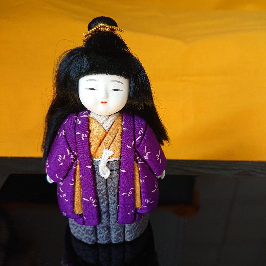 古布ちりめん木目込人形\"豆市松\"台付き
