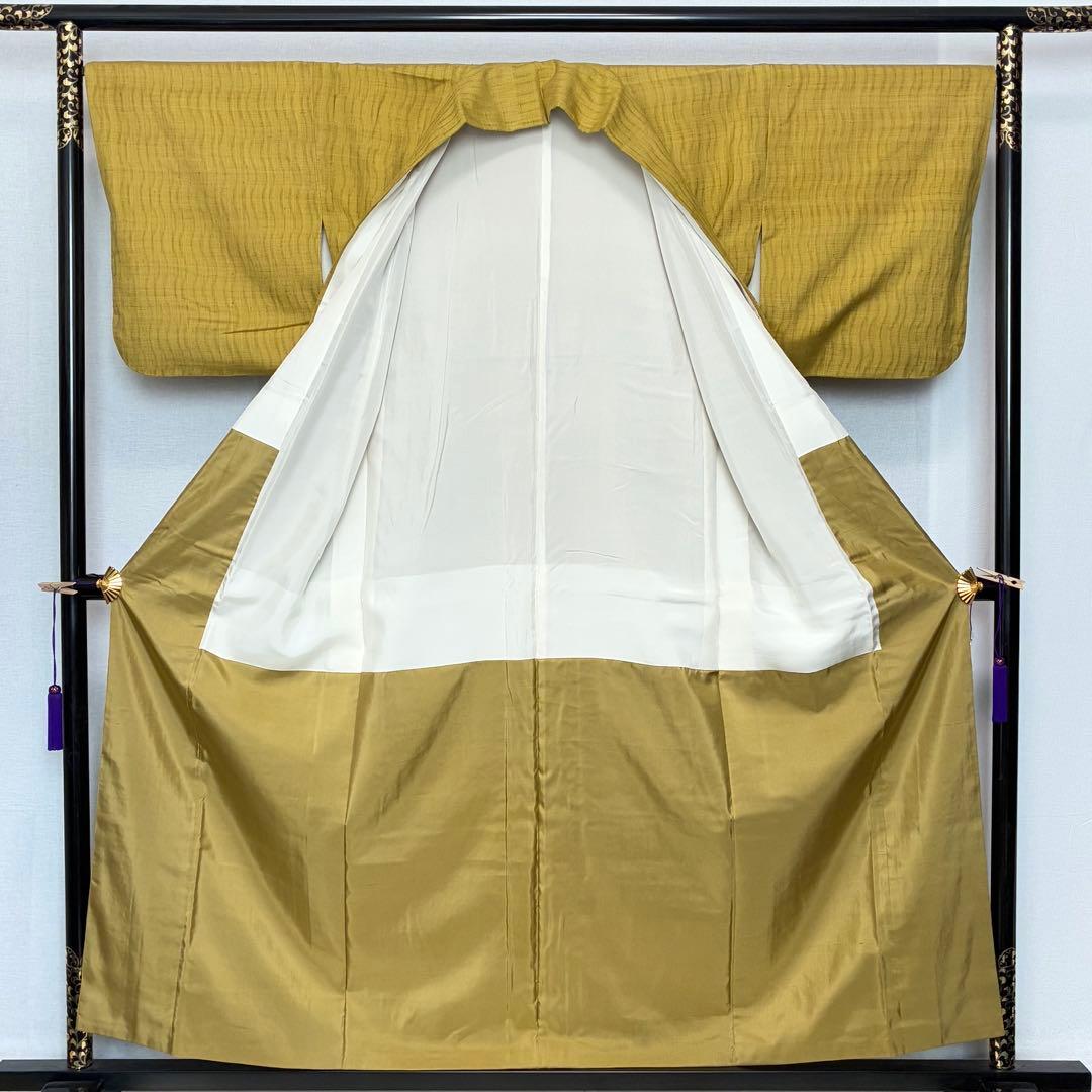 D186 本場結城紬　えり善　正絹　着物　袷　極美品