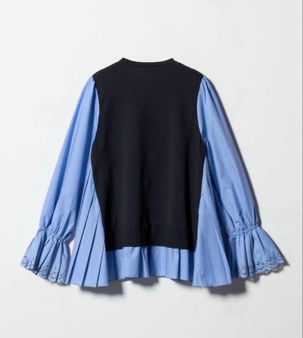 UNITED ARROWS プリーツ コンビ ニット ブラウス ウォッシャブル