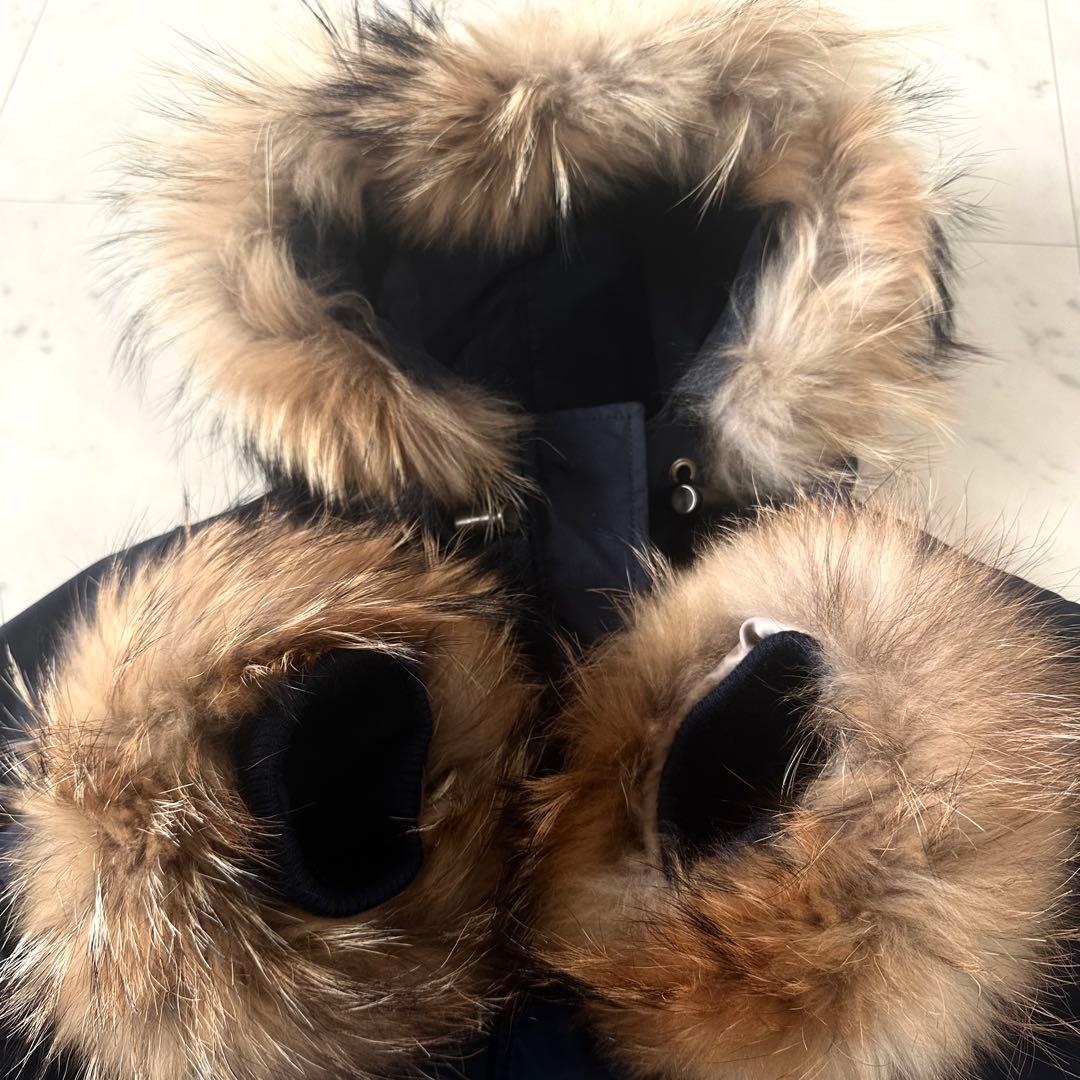 美品♪イネド 中綿ライナー付きモッズコート ファーフード ネイビー 大きいサイズ