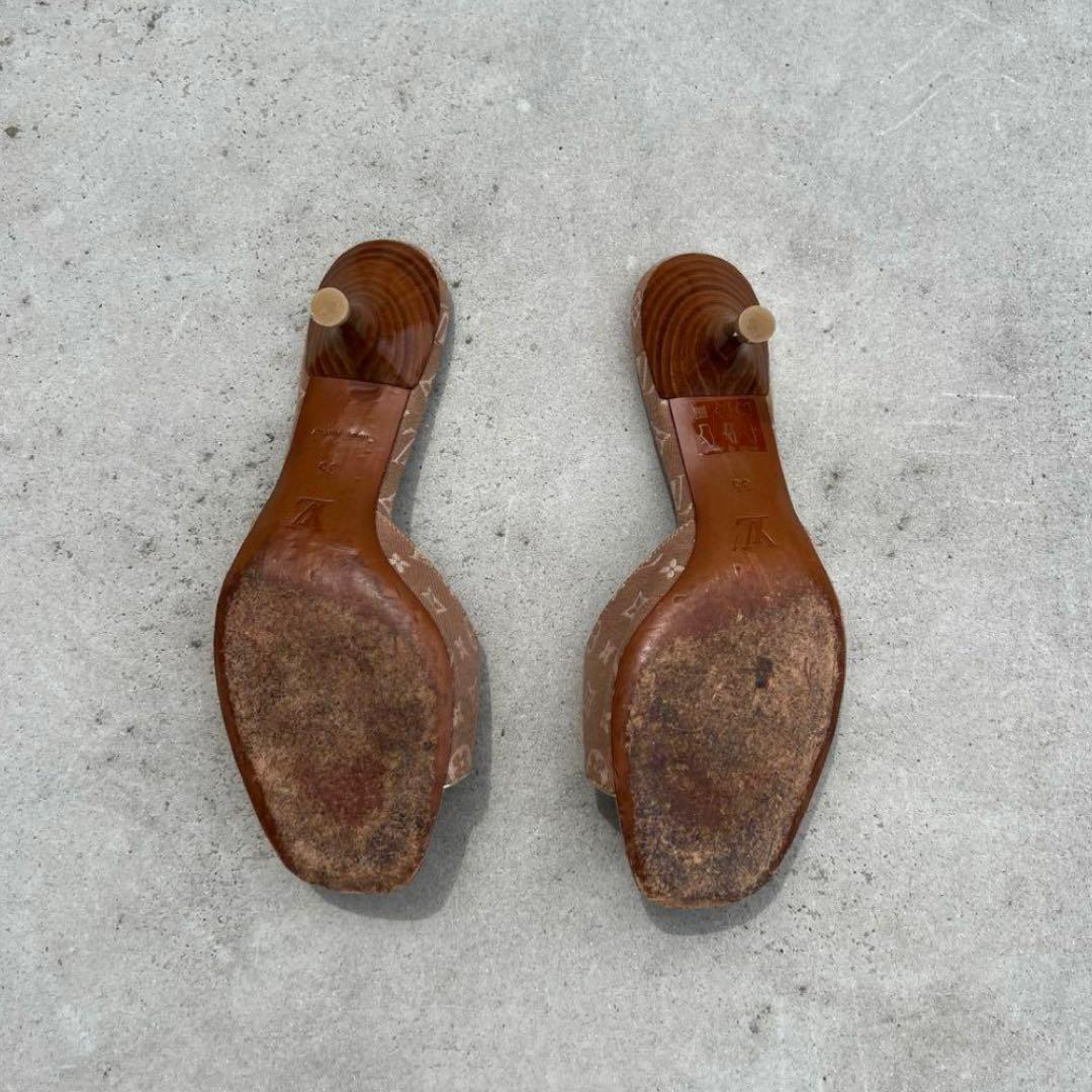 Vintage LOUIS VUITTON ブラウンゴールドミュール