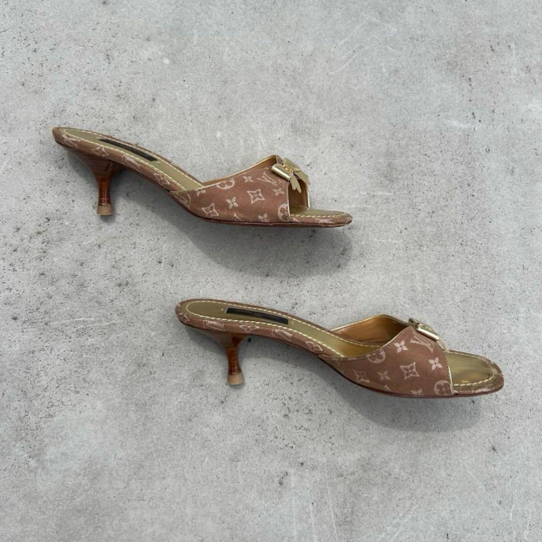 Vintage LOUIS VUITTON ブラウンゴールドミュール