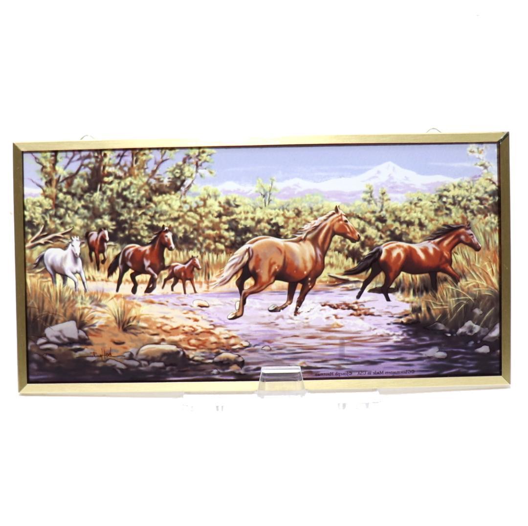 ジョー・ハウトマン ヴィンテージ ステンドグラス 野生の走る馬 絵画 美術館