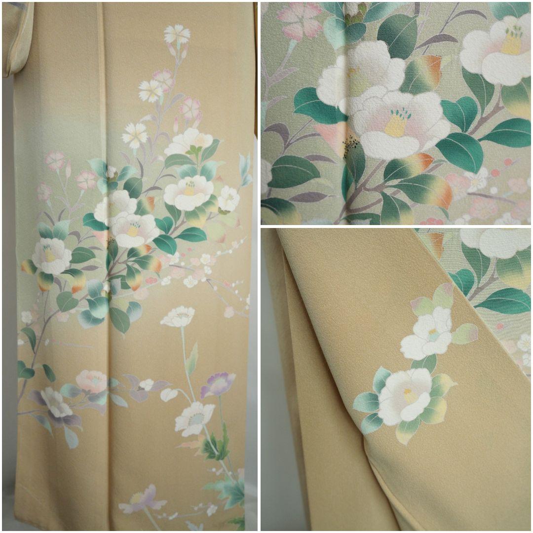 ベージュ訪問着コーディネートフルセット 正絹 袷 花 入学式・お宮参りなど