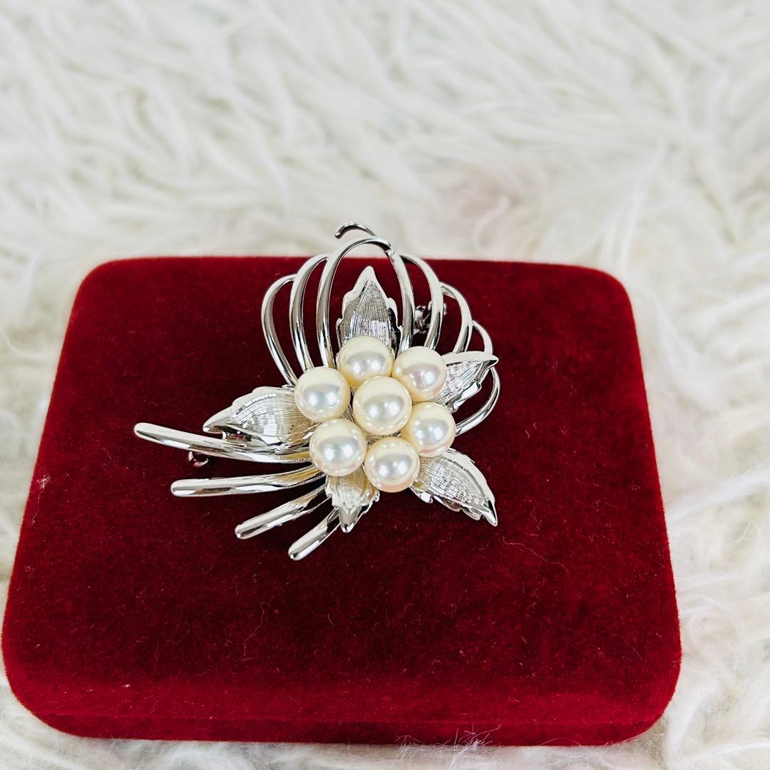 ✨美品✨ ミキモト 真珠 パール ブローチ シルバー フォーマル 7粒
