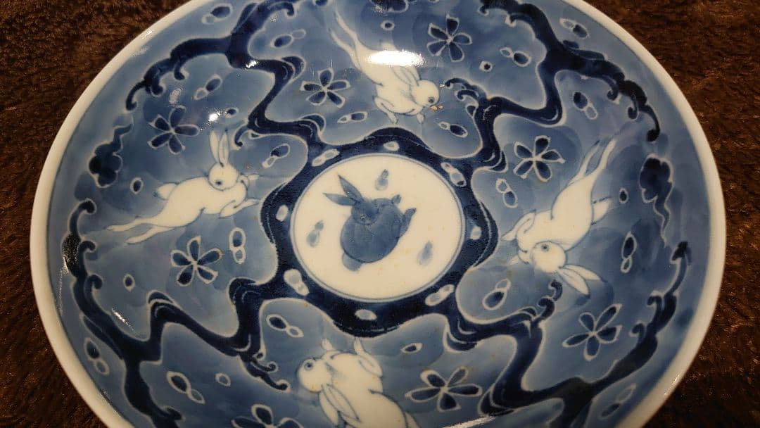 古伊万里　伊万里焼　うさぎ　染付　１客